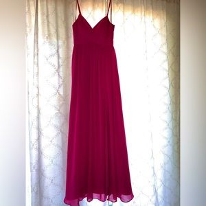 Fuschia Azazie Alia long bridesmaid dress with slit size A0